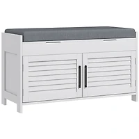 Shoe Bench, Entryway Bench with Shoe Storage, Cushion, Hidden Compartments, Adjustable Shelves and Shutter Doors, 35.4" Shoe Organizer for Entryw