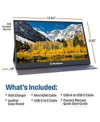 Westinghouse 15.6 Inch Portable Monitor for Laptop & Travel, 1080p, 60Hz, Ips Display, Full Hd Portable Travel Monitor with Magnetic Protective Cover,