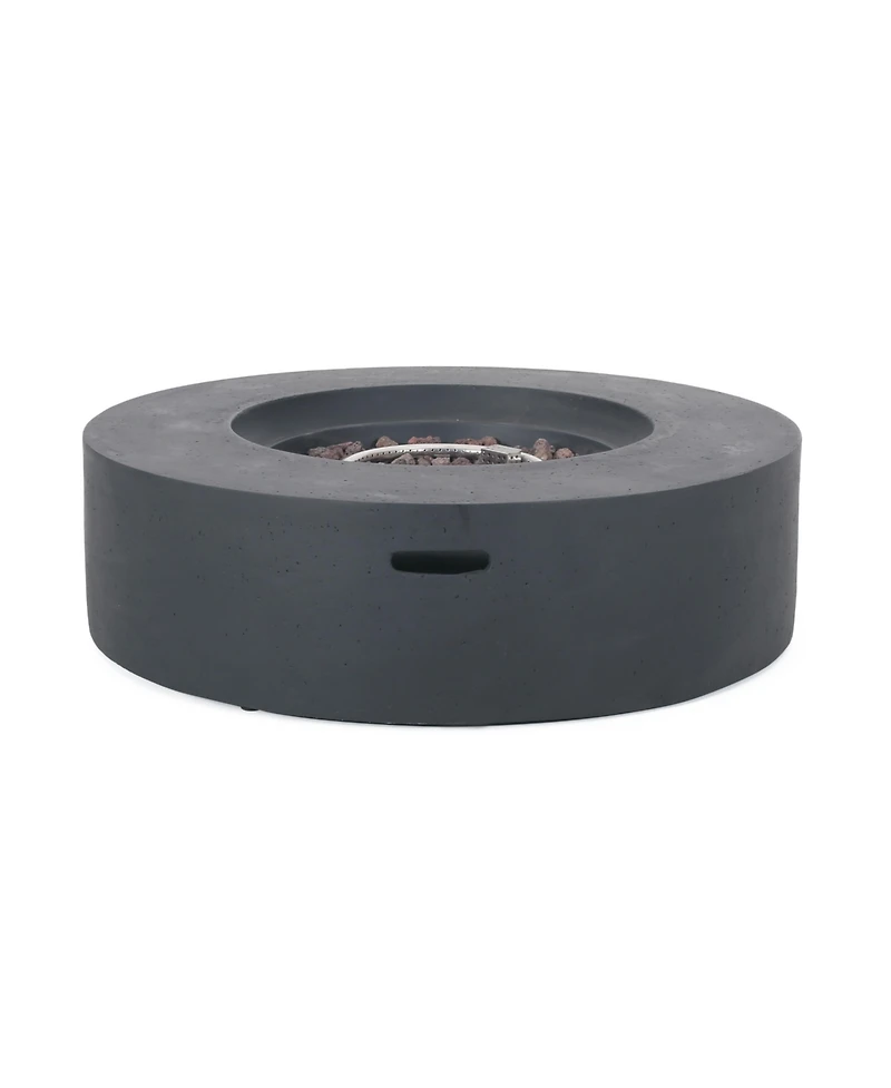Lightweight Concrete Outdoor Circular Fire Pit, Dark Gray 50,000 Btu (Tank Cover Not Included)