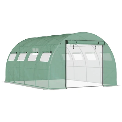 13' x 10' x 6.5' Walk-in Tunnel Greenhouse with 2 Zippered Mesh Doors & 10 Mesh Windows, Upgraded Gardening Plant Hot House with Galvanized Steel Hoop