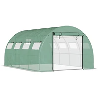 13' x 10' x 6.5' Walk-in Tunnel Greenhouse with 2 Zippered Mesh Doors & 10 Mesh Windows, Upgraded Gardening Plant Hot House with Galvanized Steel Hoop
