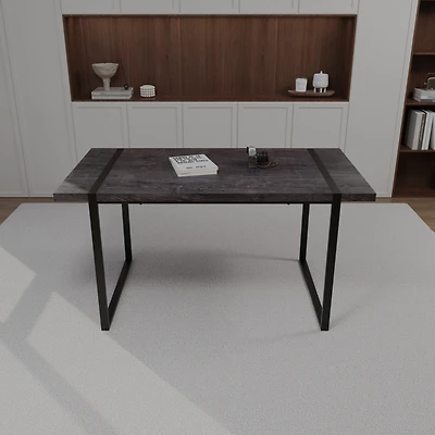 Streamdale Industrial Black Mdf Dining Table (59")