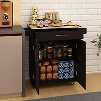 Streamdale Rolling Kitchen Cart with Drawer, Doors, Shelves, Towel & Seasoning Racks