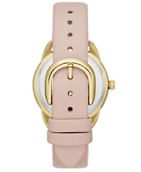 Kate Spade New York Women's Crosstown Three-hand Gold-Tone Pink Leather Watch 34mm