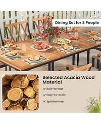 9 Pcs Patio Dining Set Table with 1.9" Umbrella Hole & 8 Dining Chairs Outdoor
