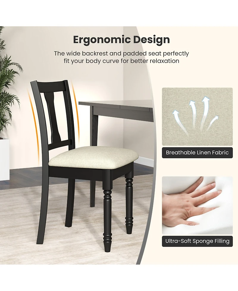 Gymax Set of 4 Upholstered Wooden Dining Chair w/ Seat Storage Space Brown