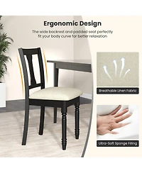 Gymax Set of 4 Upholstered Wooden Dining Chair w/ Seat Storage Space Brown