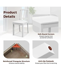 Wood Dining Chair Set of 2 with Rubber Wood Legs Curved Backrest for Kitchen