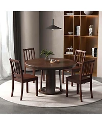 Wood Dining Chair Set of 2 with Rubber Legs Curved Backrest for Kitchen