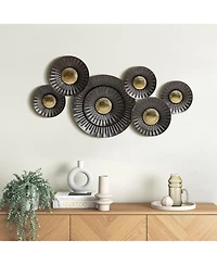 LuxenHome 41.3-In Wide Brown and Gold Metal Abstract Flower Wall Decor