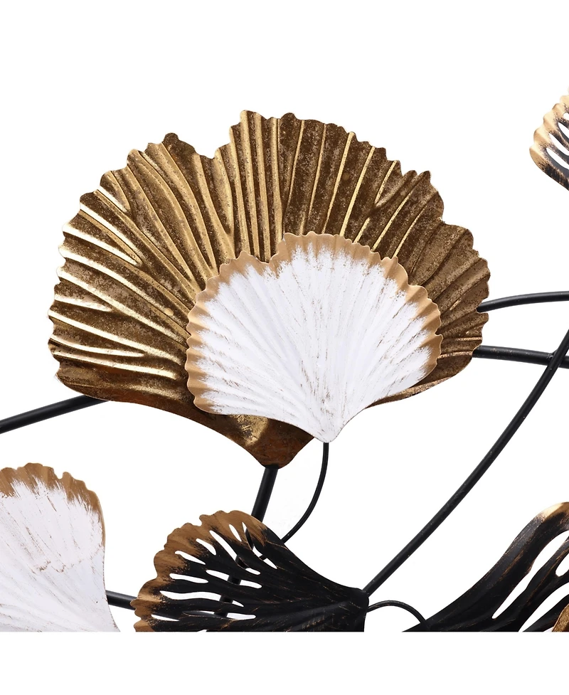 LuxenHome Metal Ginkgo Leaves Modern Wall Decor