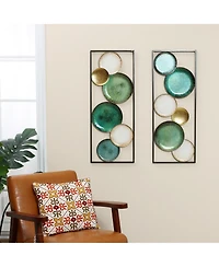 LuxenHome Set of 2 Coastal Abstract Geometrical Wall Decor Panels