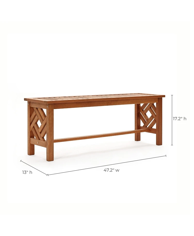 LuxenHome Carmel Solid Wood Outdoor Dining Bench