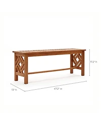 LuxenHome Carmel Solid Wood Outdoor Dining Bench