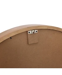 LuxenHome Natural Rubberwood Frame Round Wall Mirror