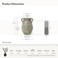 LuxenHome Rustic Farmhouse Brown Jug 12.5-Inch Tall Terracotta Vase