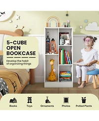 5-Cube Bookcase for Kids 41" Wooden Toy Storage Organizer for Kid's Room