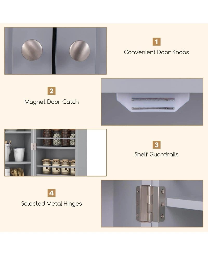 41" Farmhouse Kitchen Pantry Storage Cabinet withDoors Adjustable Shelves