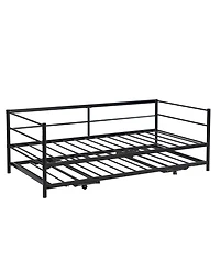 Metal Daybed with Pop-Up Trundle – Adjustable Guest Bed Frame for Small Spaces & Sleepovers
