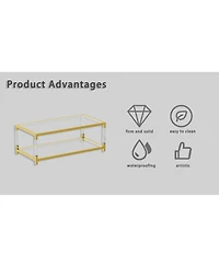Streamdale Furniture Gold Metal & Acrylic Coffee Table