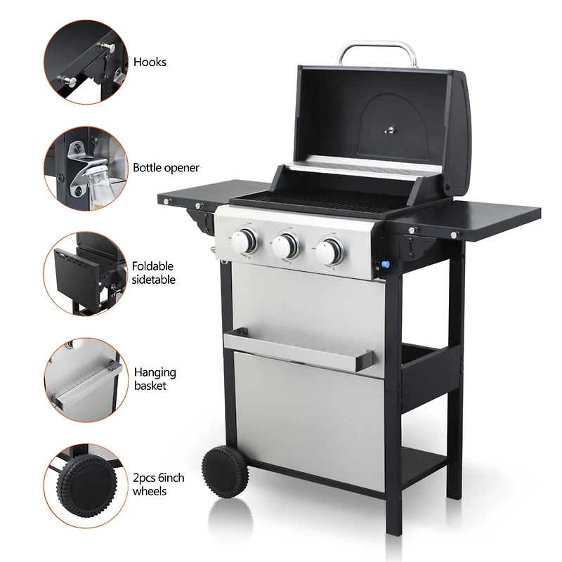 Streamdale 3-Burner Propane Bbq Grill, 25,650 Btu