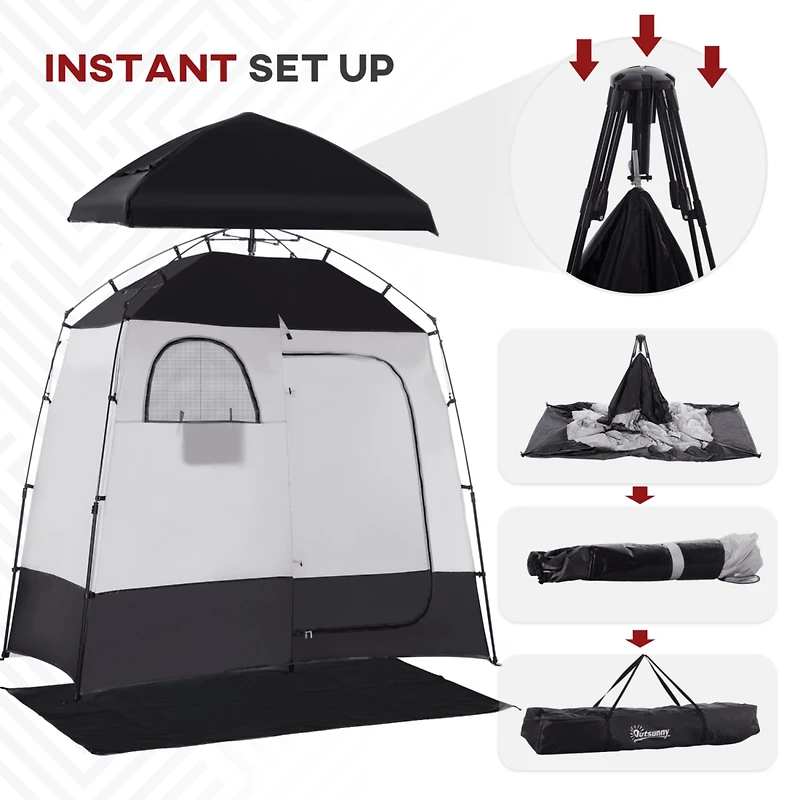 Streamdale Furniture Shower Tent, Pop Up Privacy Shelter for Camping, Dressing Changing Room, Portable Instant Outdoor Shower Tent Enclosure w/ 2 Room