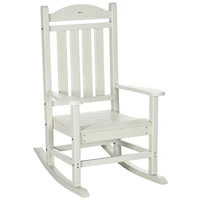 Outdoor Rocking Chair, All Weather-Resistant Hdpe Rocking Patio Chairs with Rustic High Back, Armrests, Oversized Seat and Slatted Backrest, 350lbs We