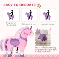 Ride On Real Walking Unicorn with Sparkly Horn, Soft Plush Ride On Rocking Horse Bearing 176lbs, Imaginative Interactive Toy for Kids, Unicorn Gifts