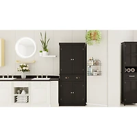 71" Kitchen Pantry Storage Cabinet, with 4 Doors, Drawer, 2 Adjustable Shelves, Freestanding Cupboard for Dining Room Living Room, Laundry-Black