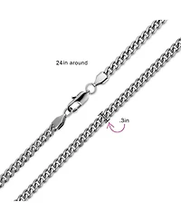 Bling Jewelry Heavy Duty Biker Jewelry Solid 8MM Curb Miami Cuban Link Chain Necklace Stainless Steel