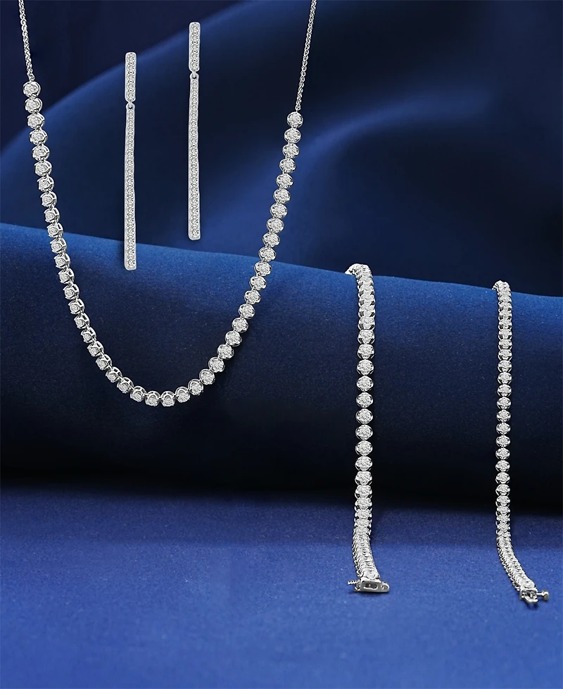Diamond Four-Claw 17" Collar Necklace (4 ct. t.w.) in 14k White Gold, Created for Macy's