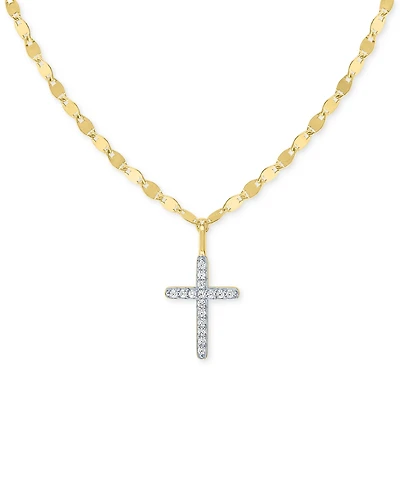 Diamond Cross 18" Pendant Necklace (1/10 ct. t.w.) in 14k Gold-Plated Sterling Silver