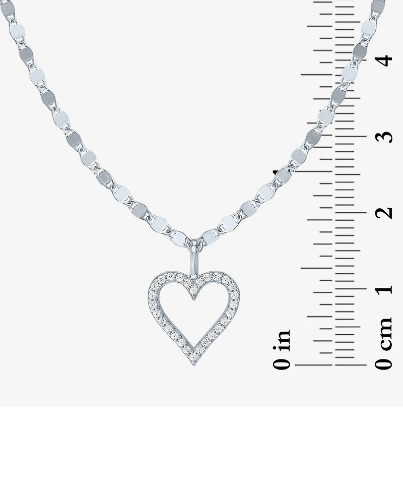 Diamond Open Heart 18" Pendant Necklace (1/10 ct. t.w.) in Sterling Silver