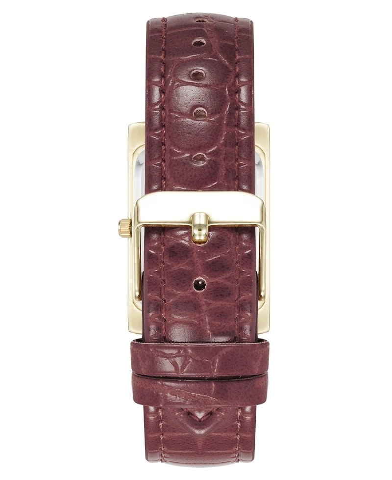 Anne Klein Women's Quartz Signature Red Crocograin Leather and Gold-Tone Alloy Metal Watch, 25mm