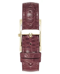Anne Klein Women's Quartz Signature Red Crocograin Leather and Gold-Tone Alloy Metal Watch, 25mm