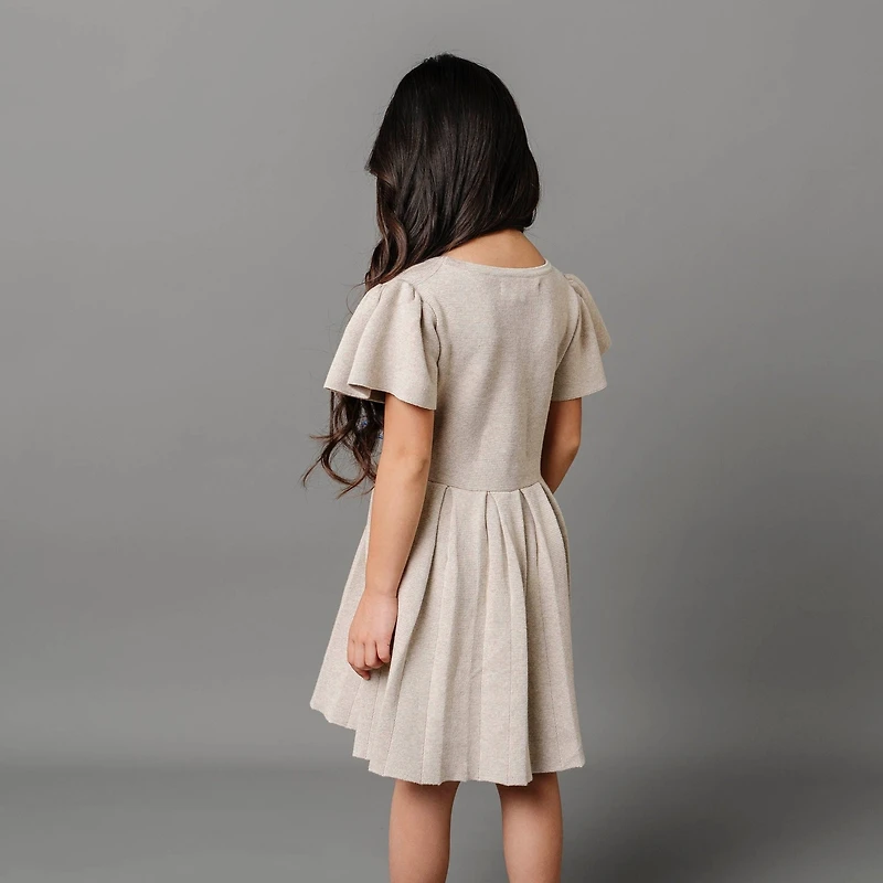 Hope & Henry Toddler Girls Short Sleeve Pleated Sweater Dress