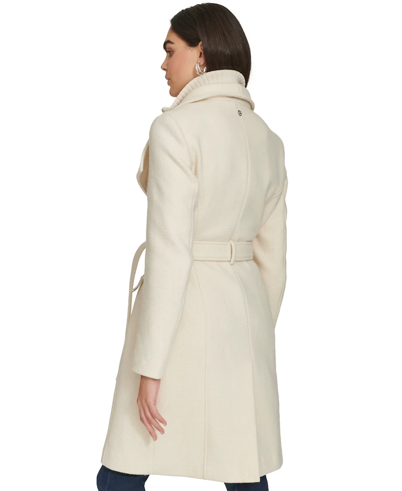 Calvin Klein Womens Wool Blend Belted Wrap Coat