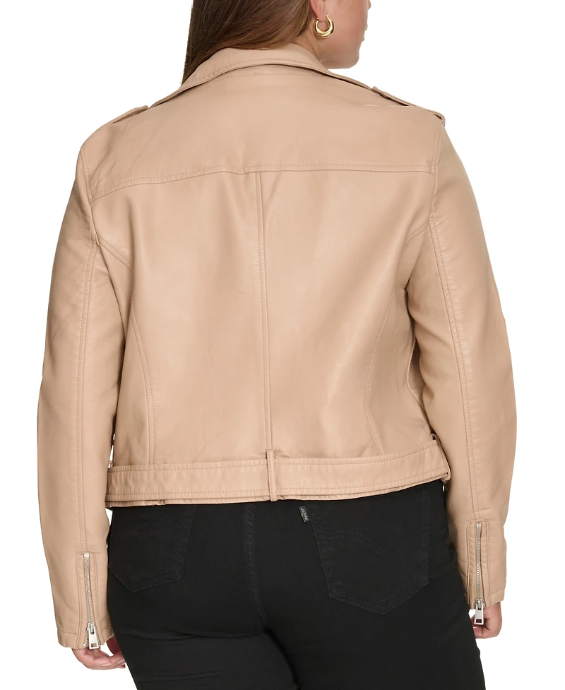 Levi's Plus Faux Leather Belted Motorcycle Jacket