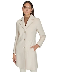 Calvin Klein Womens Single-Breasted Wool Blend Coat