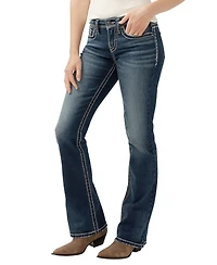 Silver Jeans Co. Women's Suki Mid Rise Curvy Fit Bootcut