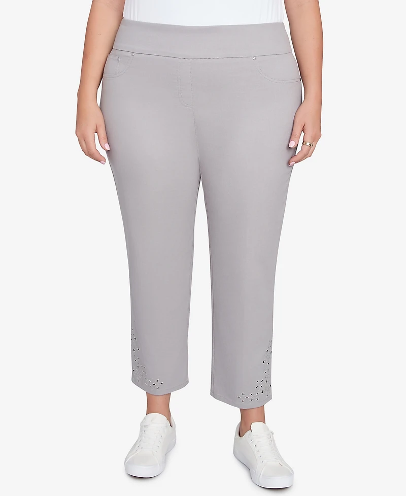 Ruby Rd. Plus Pull-On Extra Stretch Embroidered Hem Jeans