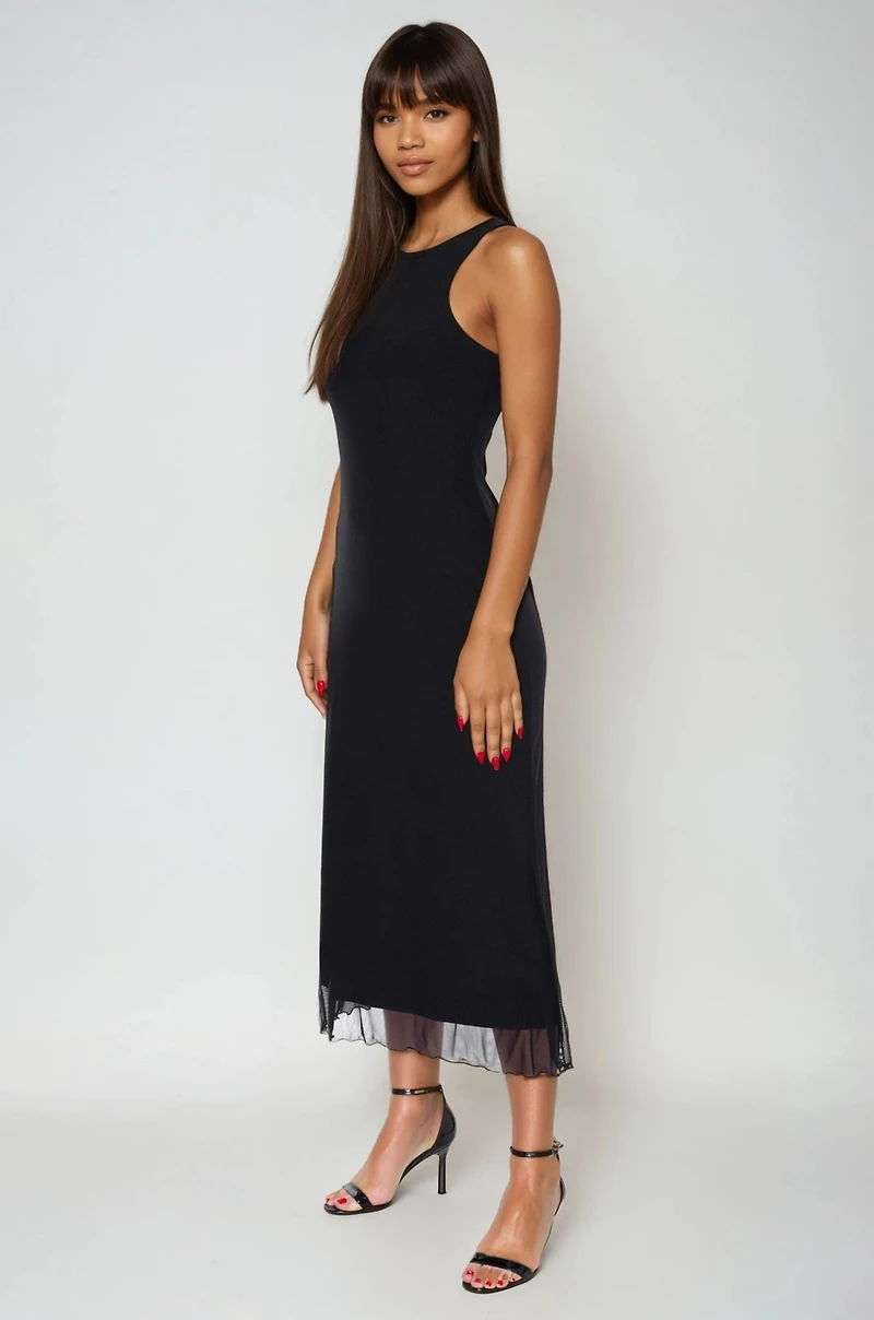 Bebe Women's PowerMesh A-line Maxi Dress