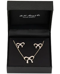 2-Pc. Set Lab Created Pink Sapphire Bow Pendant Necklace & Matching Stud Earrings (1 ct. t.w.) in 14k Gold-Plated Sterling Silver