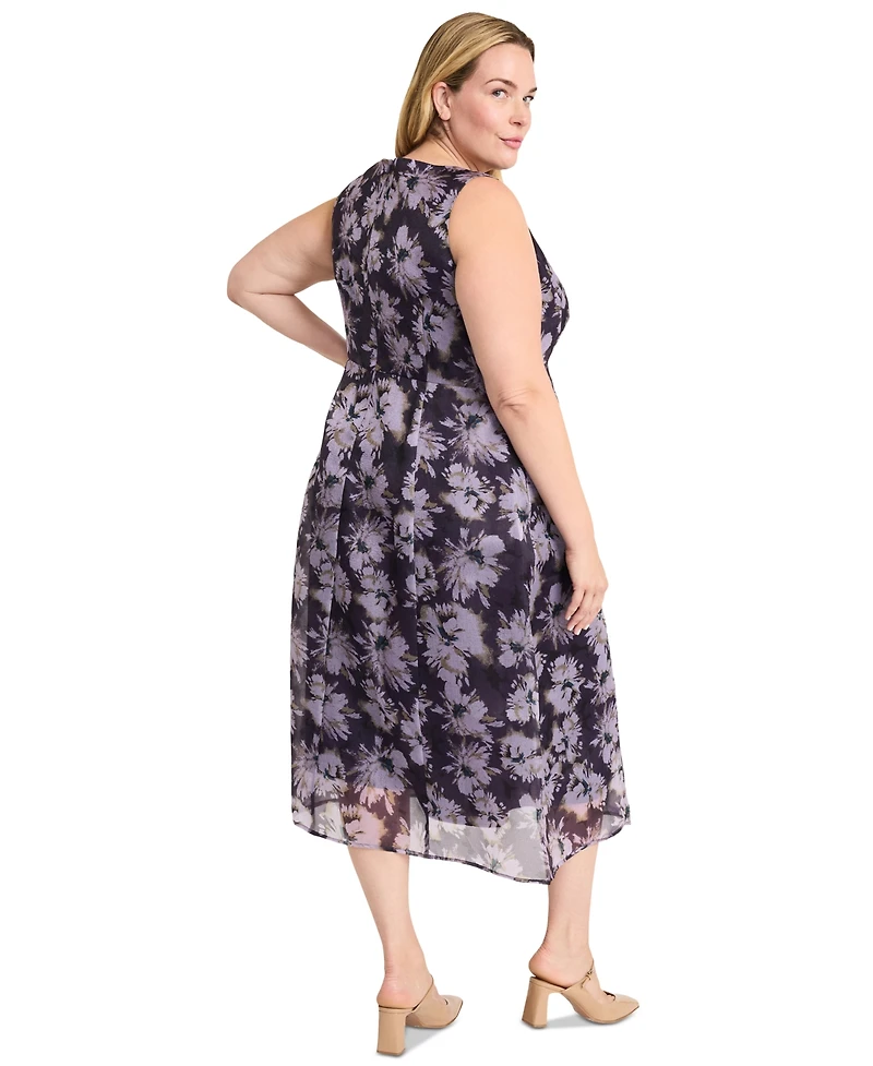 Maggy London Plus Size Sleeveless Jacquard Midi Dress