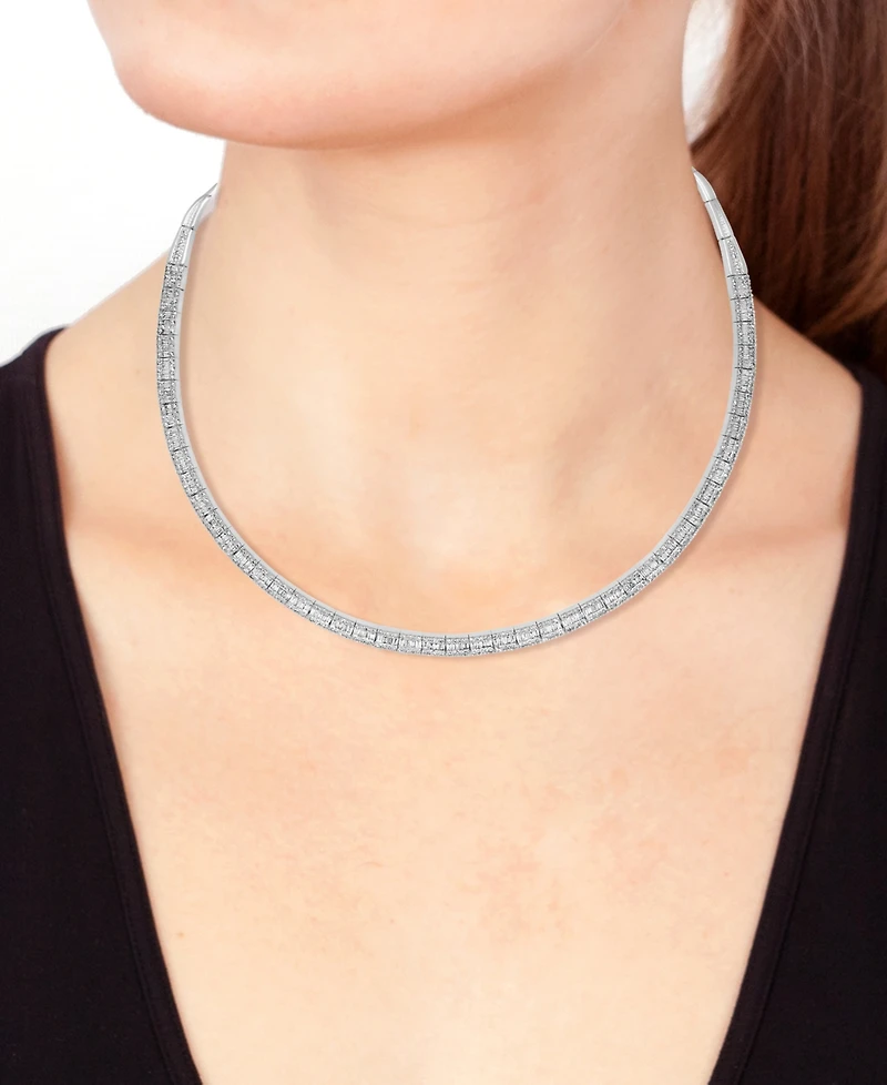 Effy Diamond Round & Baguette 17" Collar Necklace (4 ct. t.w.) 14k Gold (also available White Gold)