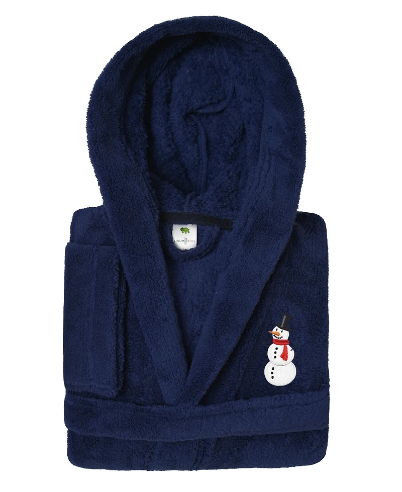 Linum Home Kids Snowman Super Plush Double Brushed Hooded Bathrobe