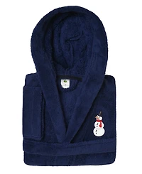 Linum Home Kids Snowman Super Plush Double Brushed Hooded Bathrobe