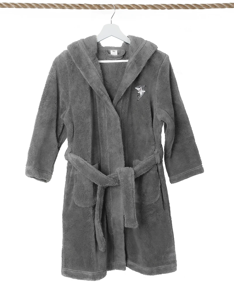 Linum Home Kids Shark Super Plush Double Brushed Hooded Bathrobe