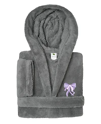 Linum Home Kids Bow Super Plush Double Brushed Hooded Bathrobe