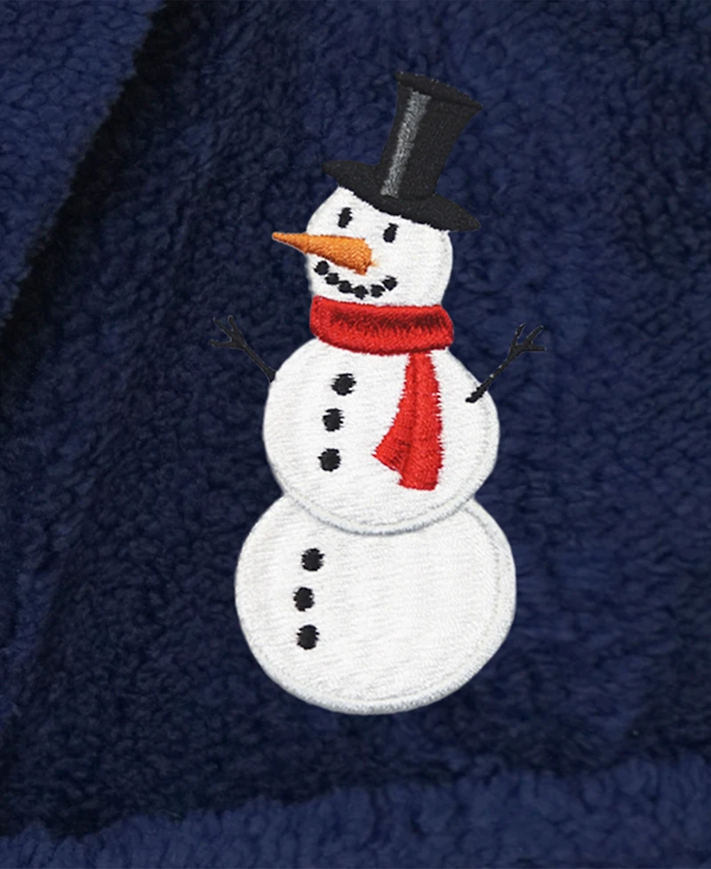 Linum Home Kids Snowman Super Plush Double Brushed Hooded Bathrobe